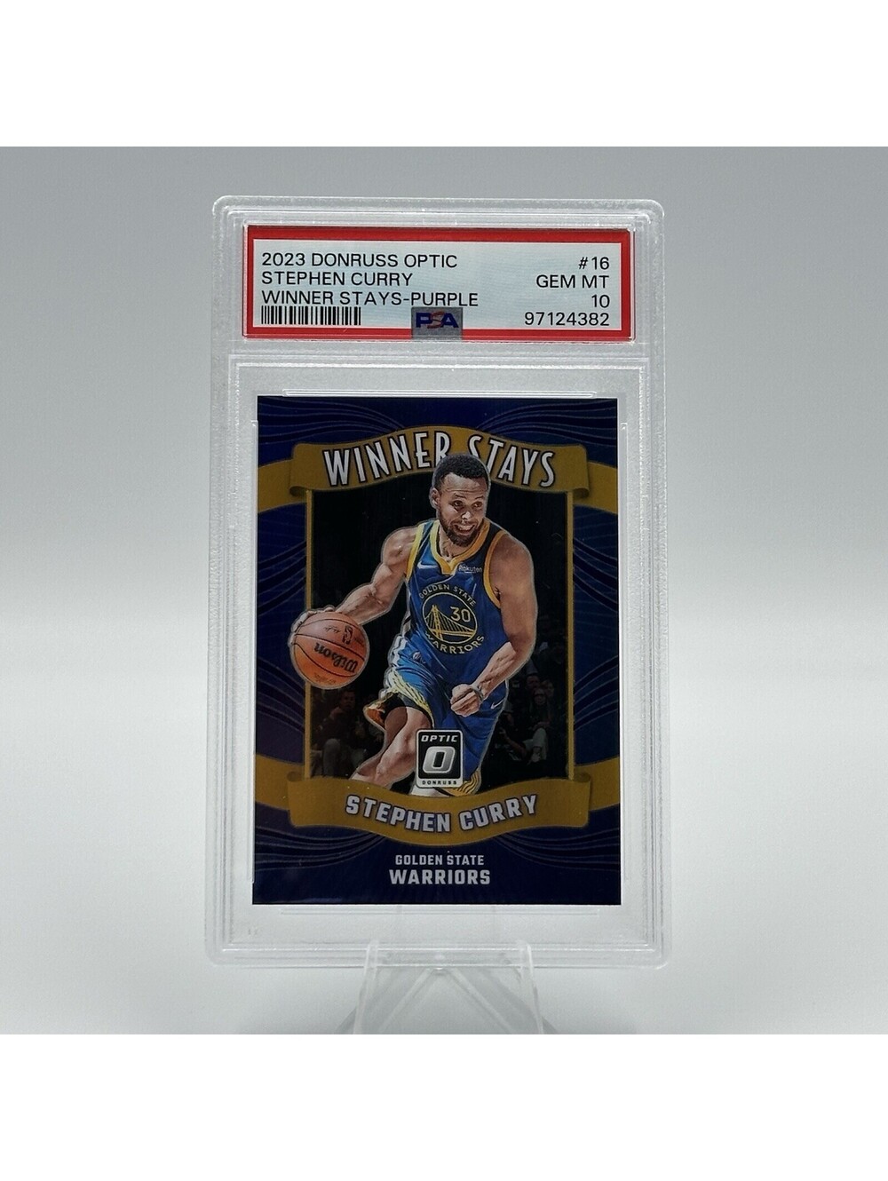 Stephen Curry 2023 Donruss Optic Winner Stays Purple #16 PSA 10 Gem MT